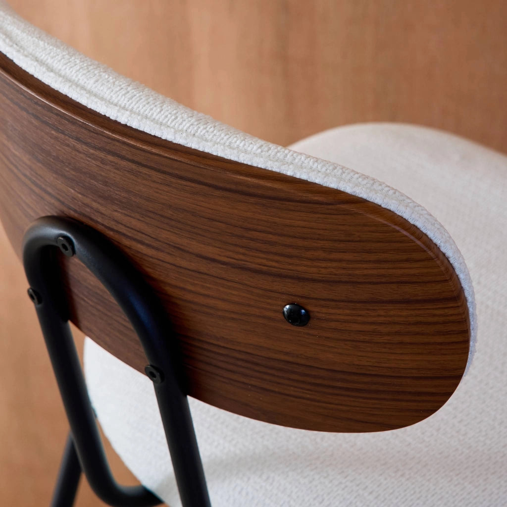 Set di 2 sgabelli da bar legno curvato tinto noce e tessuto