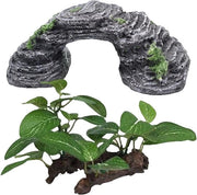 Pavillon di Piante Artificiali per Acquario in Plastica Verde (2 Pezzi) Decorazione per Acquario