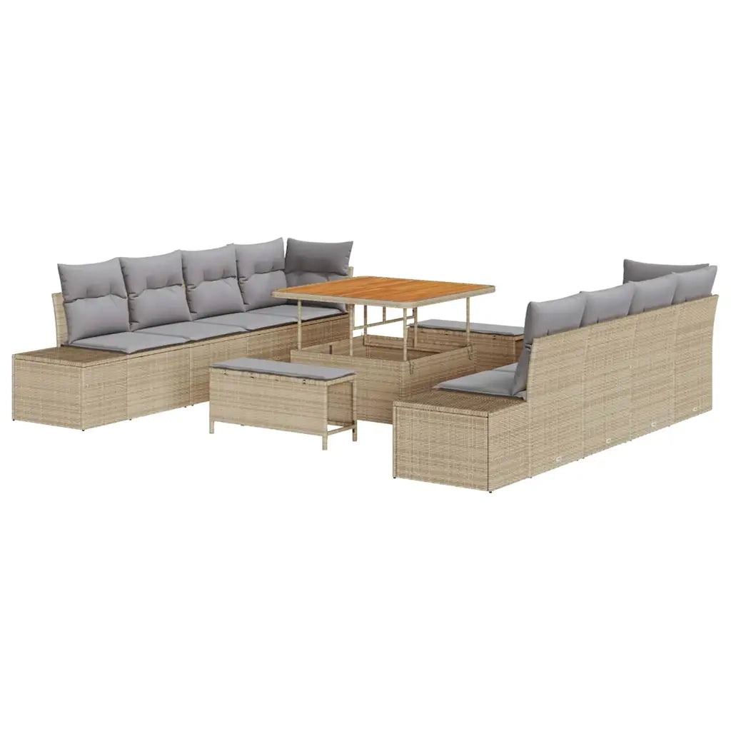 Set Divano da Giardino con cuscino 11 pcs Beige polyrattan 3362767