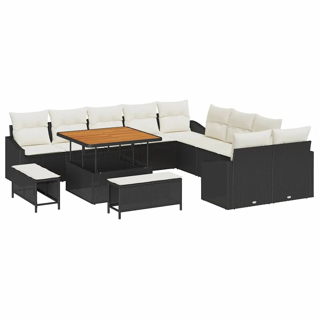 Set Divano da Giardino con cuscino 13 pcs Nero polyrattan 3362705