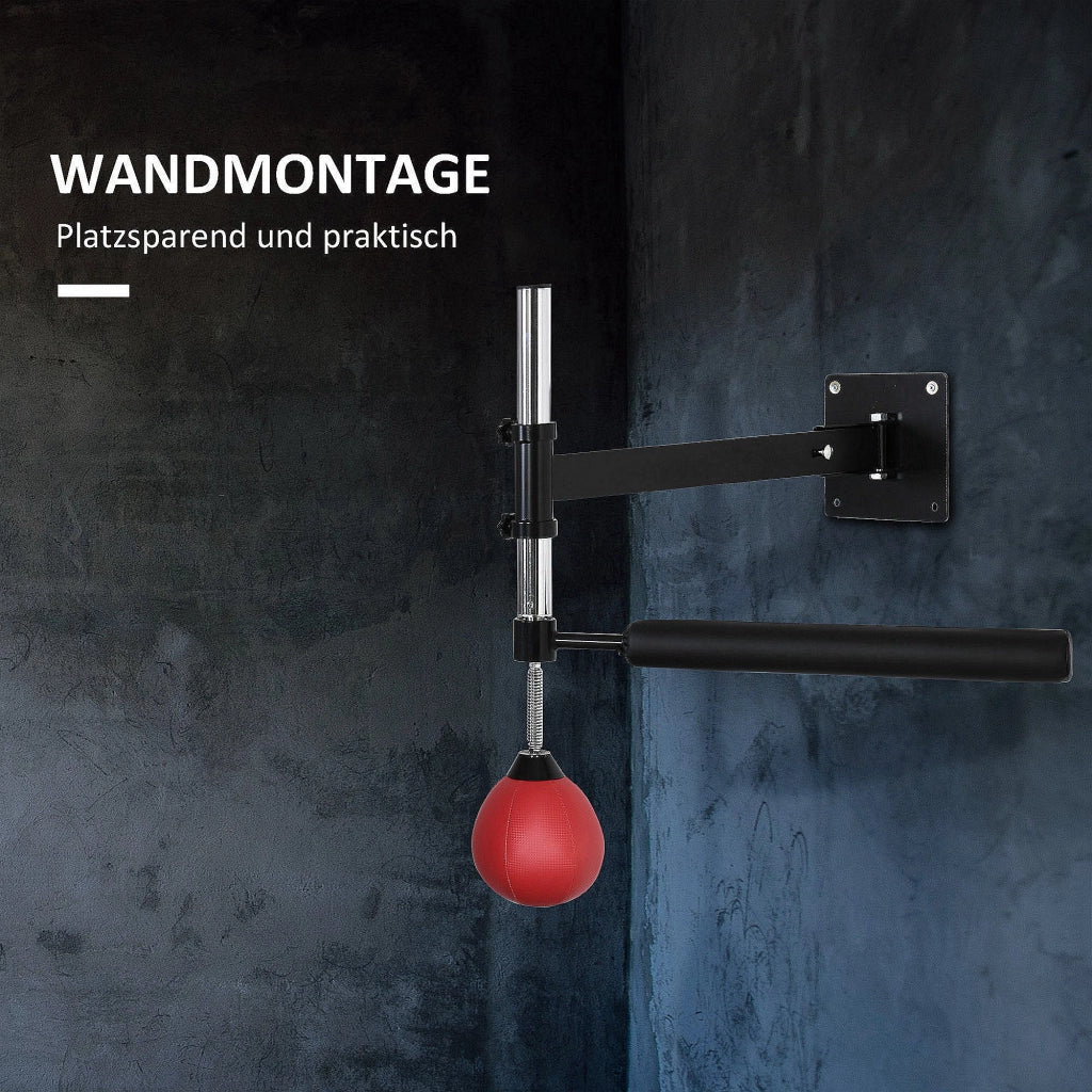 Supporto per Boxe con Palla Velocit¨¤ e Asta Riflesso ¨C Xylo ¨C Montaggio a Parete, Altezza Regolabile, Nero/Rosso