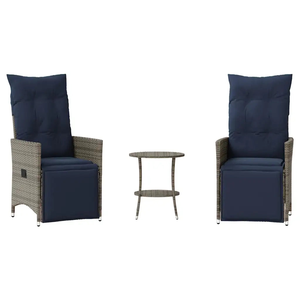 Set da Bistrot 3 pz con Cuscini Grigio in Polyrattan 365677
