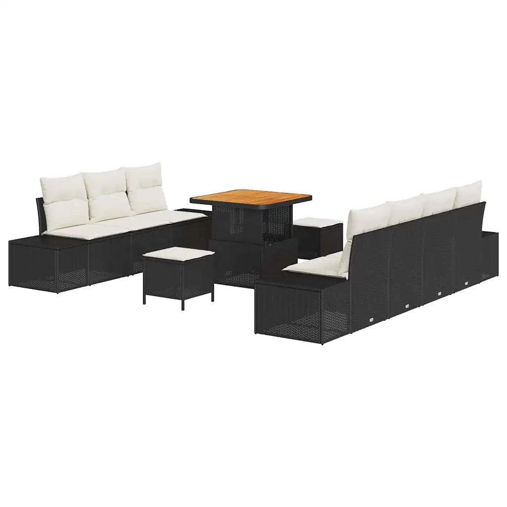 Set Divano da Giardino con cuscino 10 pcs Nero polyrattan 3362745