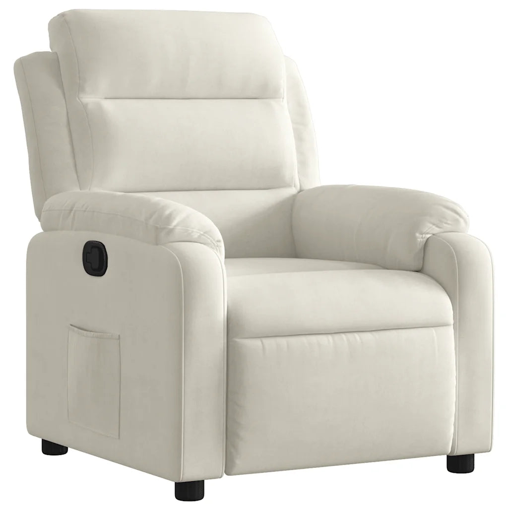 Poltrona | Sedia Relax Reclinabile Crema in Velluto