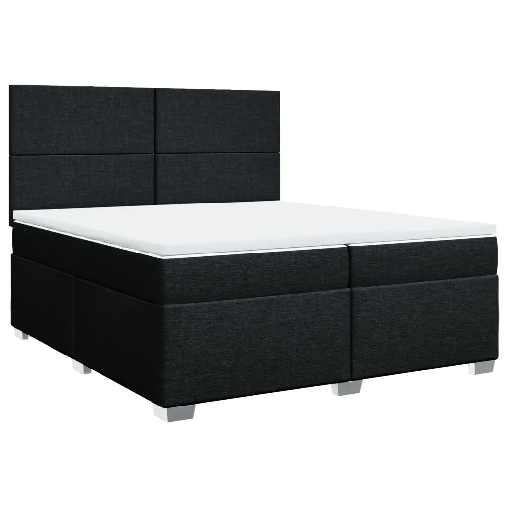 Giroletto a Molle con Materasso Nero 200x200 cm in Tessuto