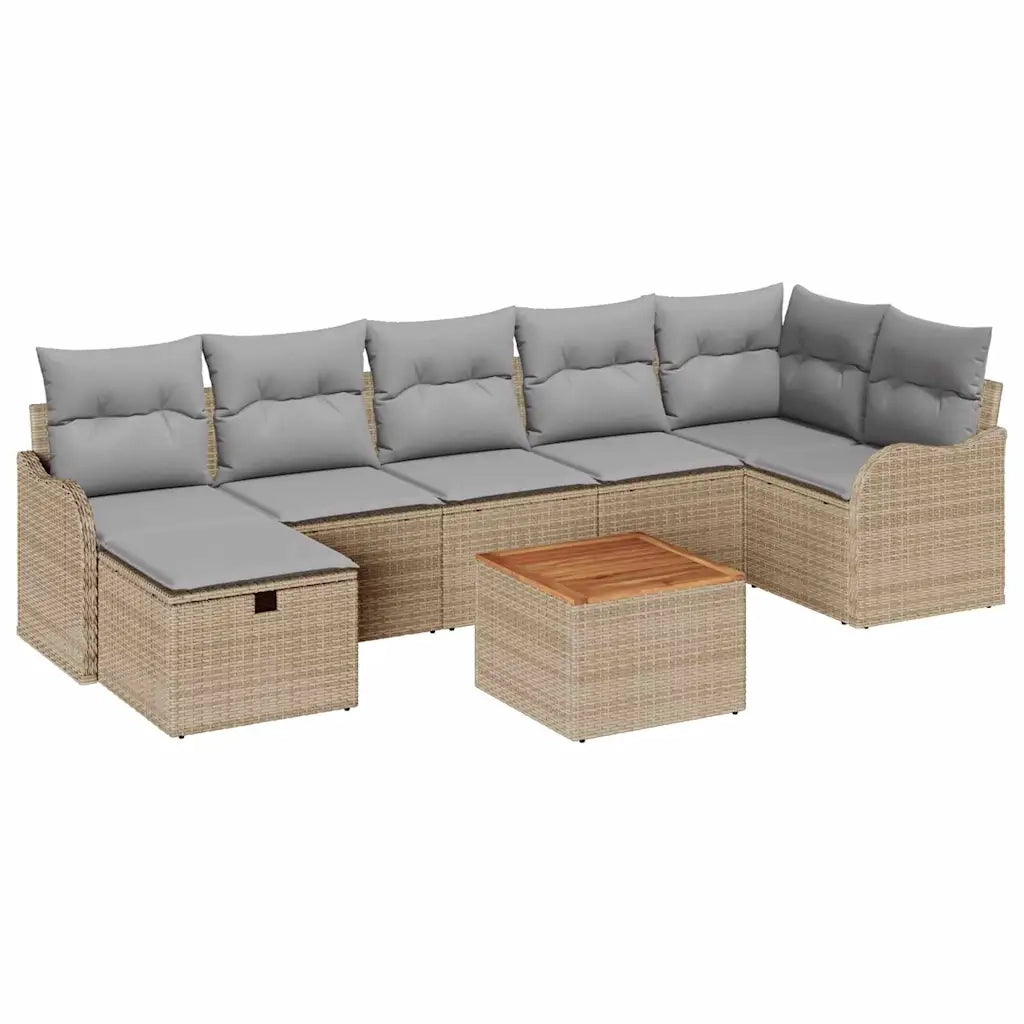 Set Divano da Giardino con cuscino 8 pcs Beige Poly Rattan 3360822