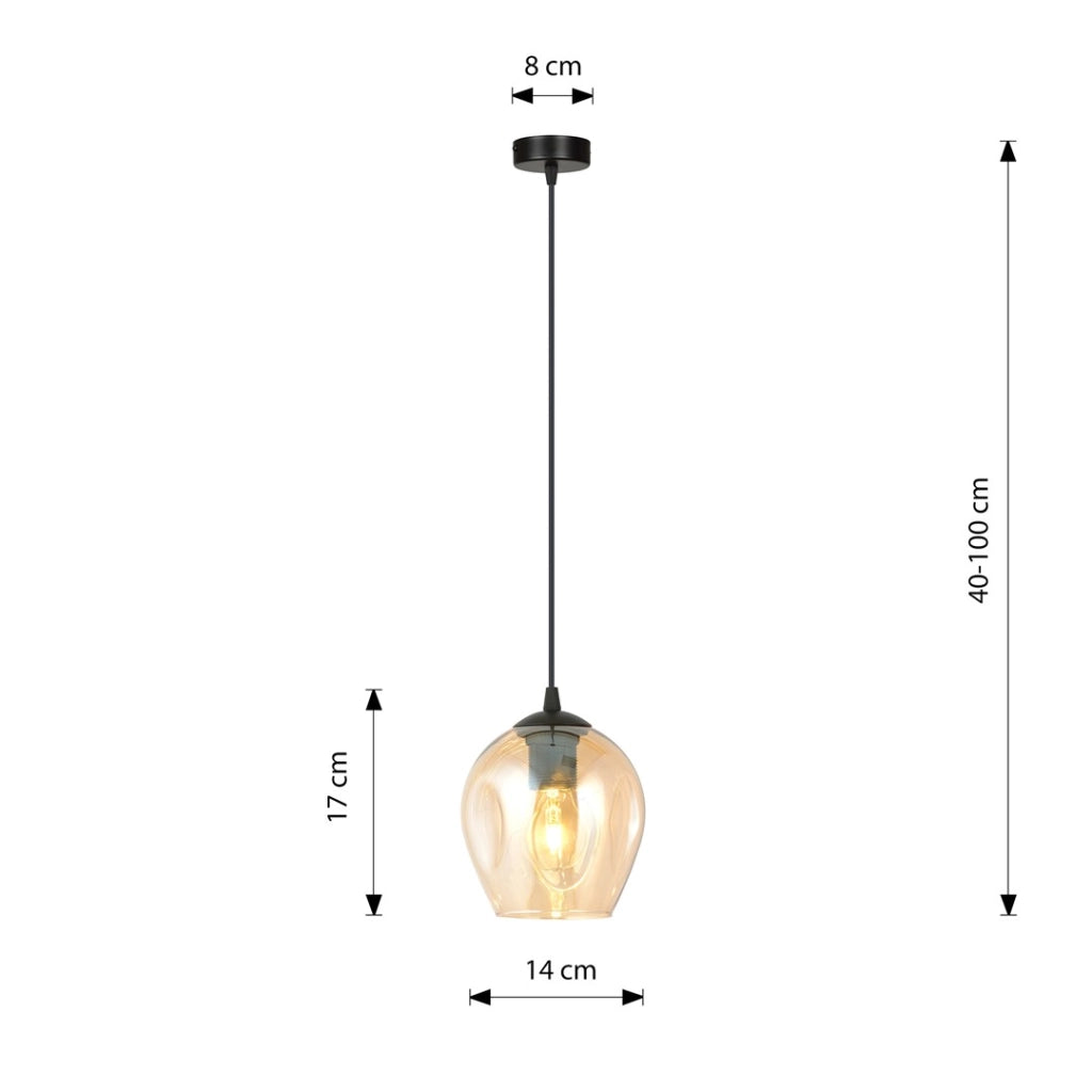 Lampada a sospensione Emibig Istar vetro miele nero E27