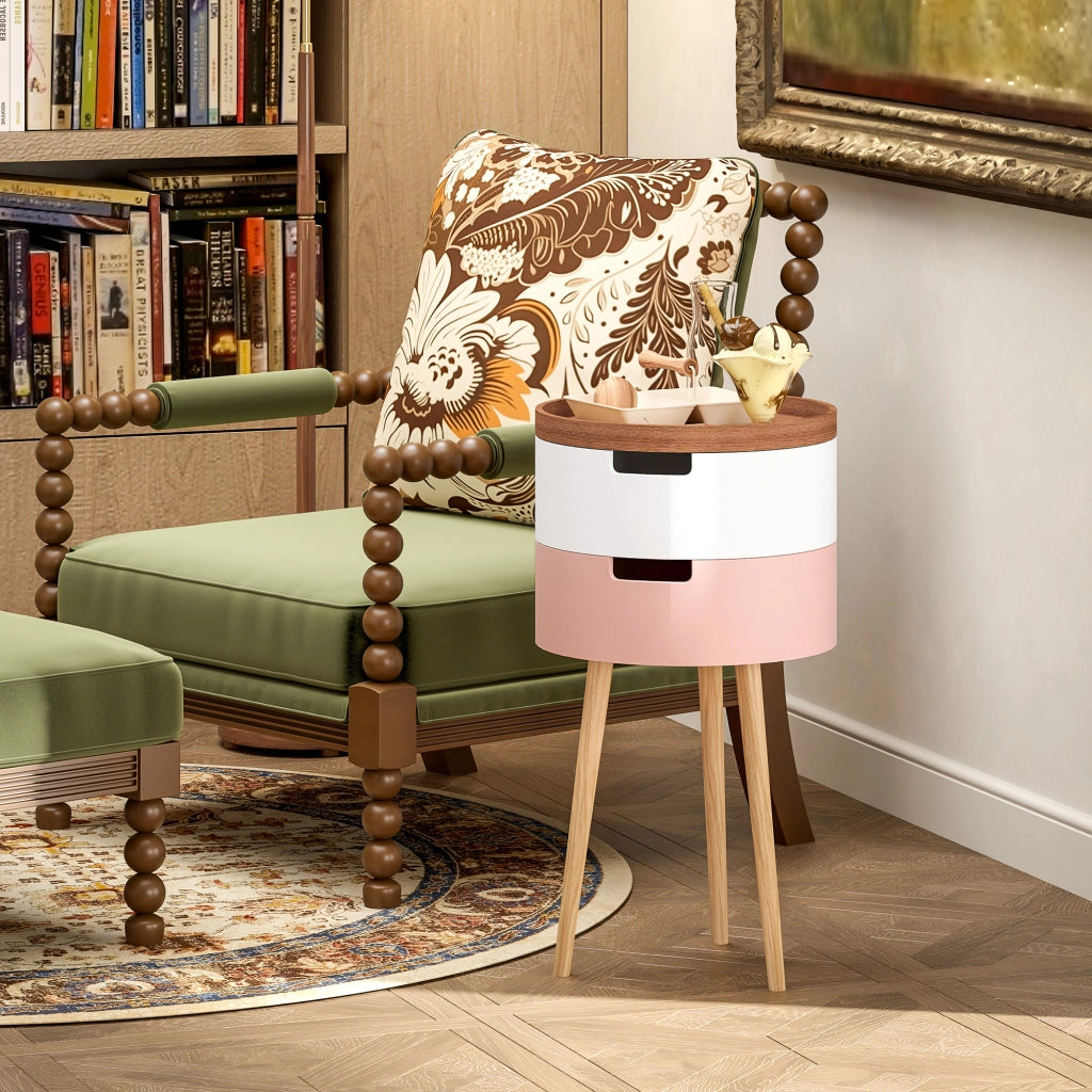 Set 2 Tavolini da Caff¨¨ ¨C Xylo ¨C 3 Livelli Multicolore con Vani Contenitore