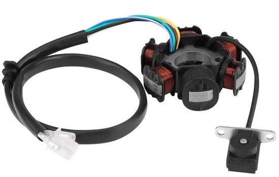 Stator Magneto 6 Spoel - Alluminio - GY6 - Accensione - Produzione Energetica - Adatto per Motocicletta - Stator Motore