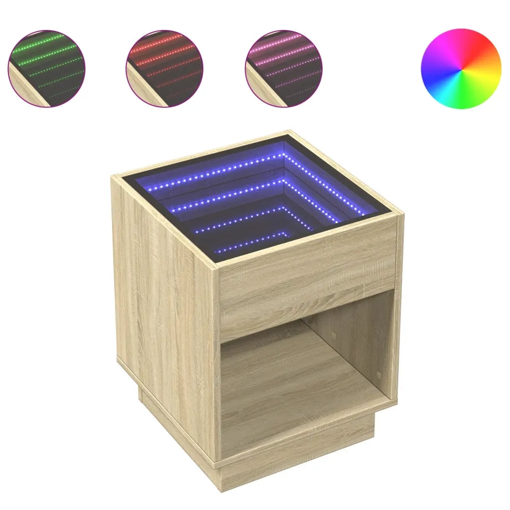Comodino con LED Infinity Rovere Sonoma 40x40x50 cm 3284079