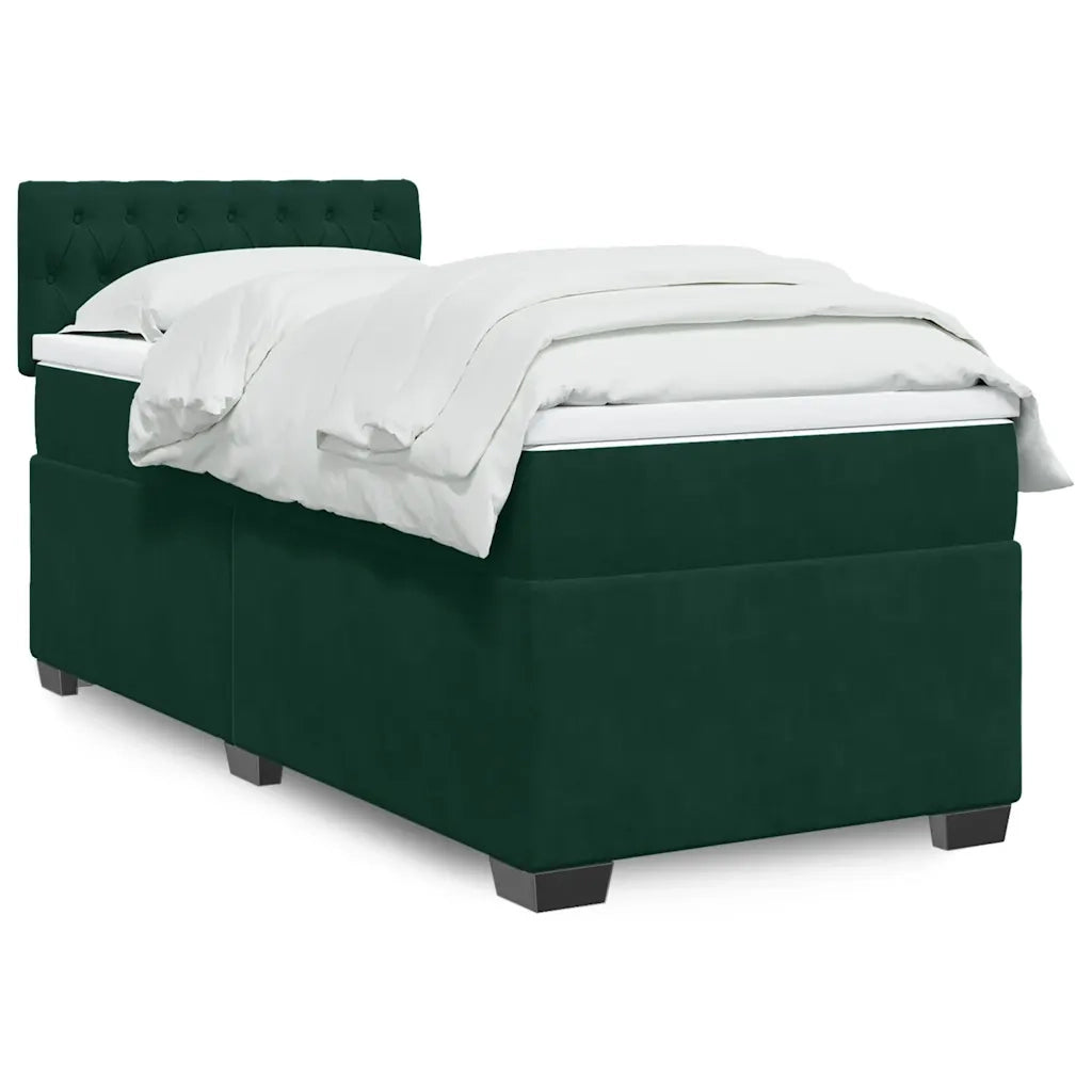 Giroletto a Molle con Materasso Verde Scuro 100x200 cm Velluto