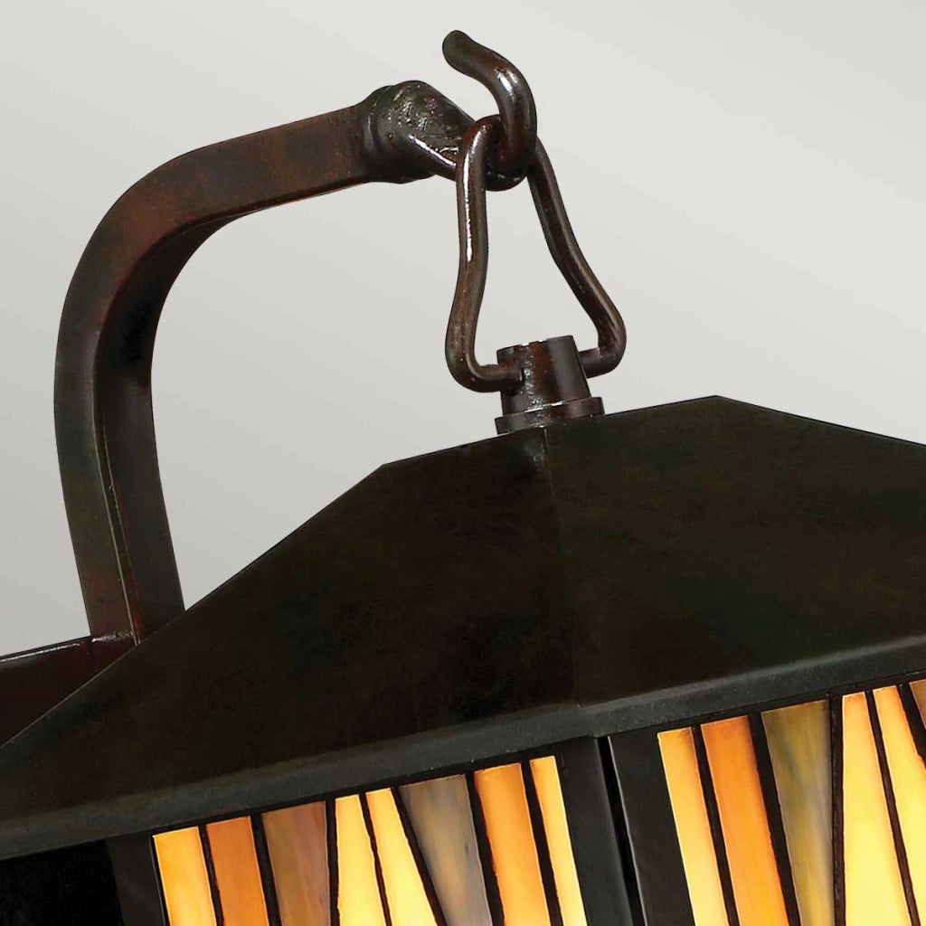 Applique esterna vetrata bronzo scuro E27 60W Inglenook Quoizel
