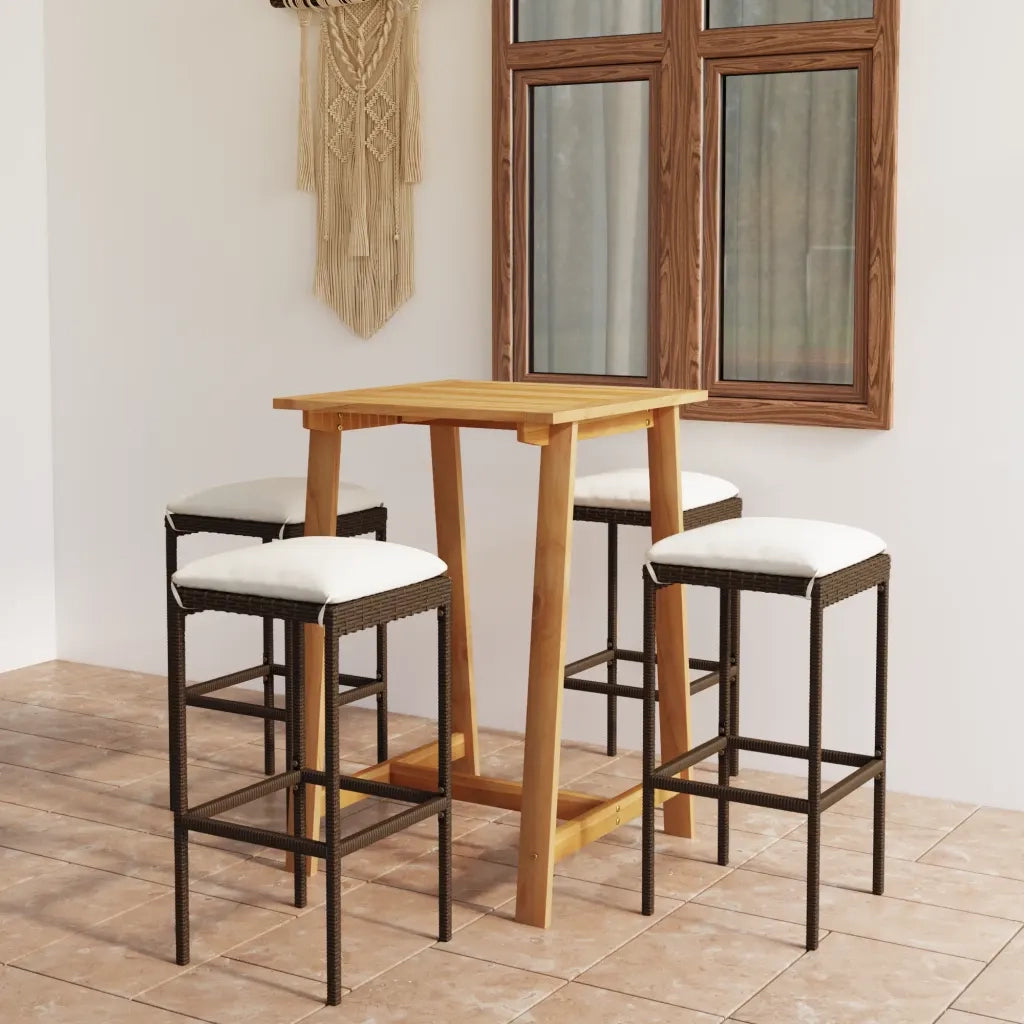 Set Bar da Giardino 5 pz con Cuscini Marrone 3067949