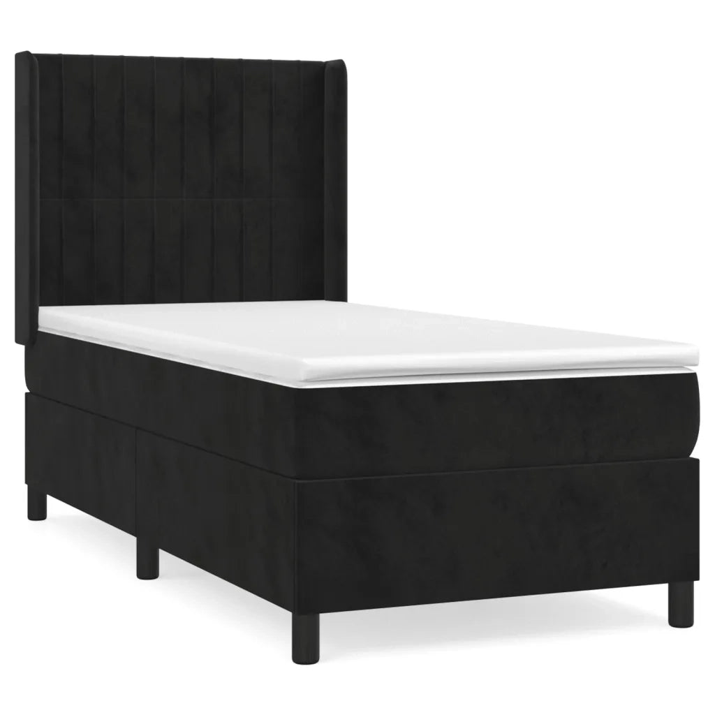 Giroletto a Molle con Materasso Nero 90x190 cm in Velluto 3132773