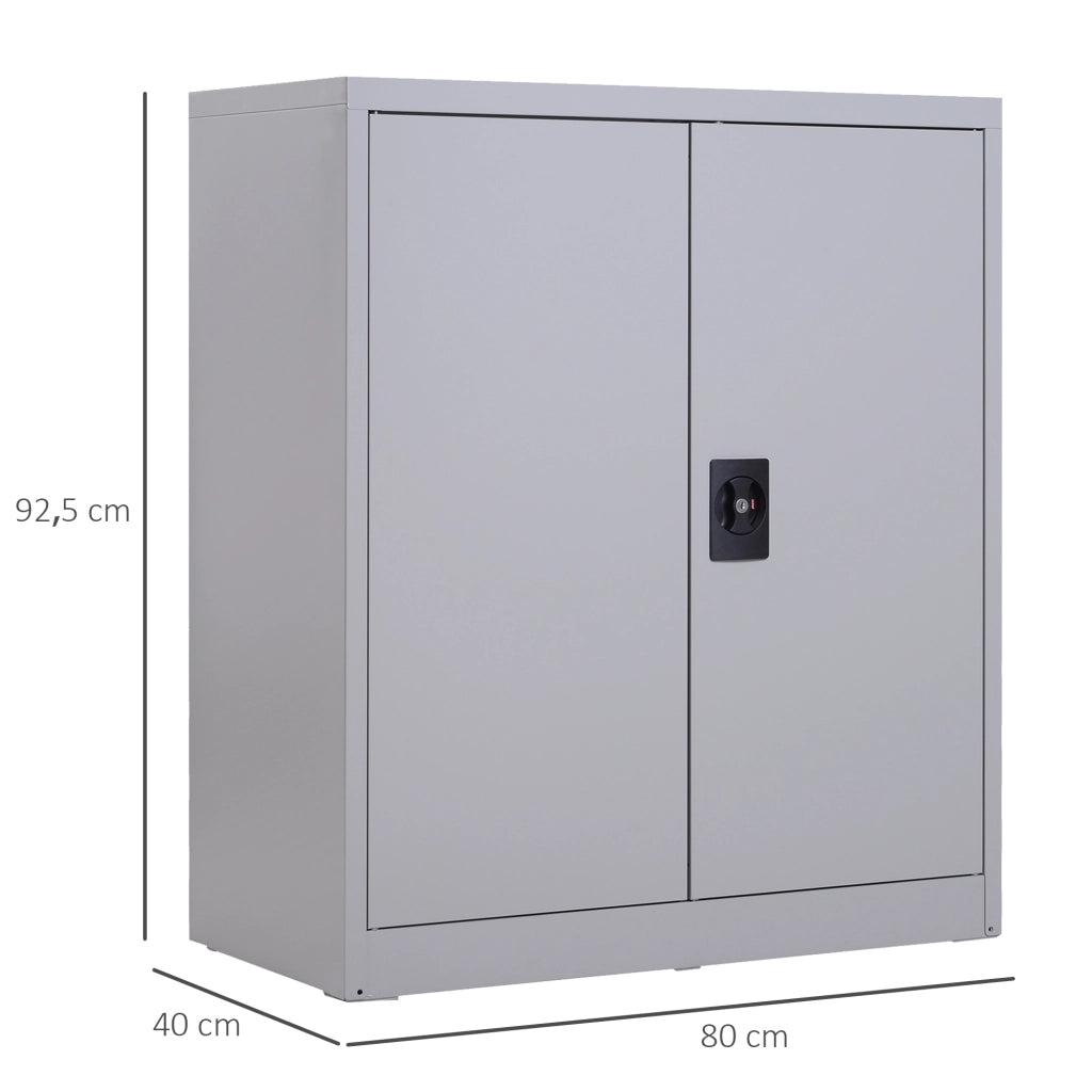 Armadio metallico con ante e cassetti ¨C zephmum ¨C 80x40x92,5 cm grigio