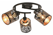Plafoniera rotonda nera Kiga 3 luci E14 40W Reality