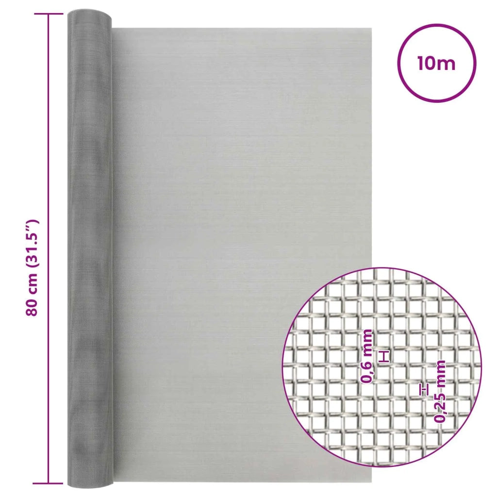 Rete per schermatura 80 x 1000 cm 30 Mesh Argento 42039555