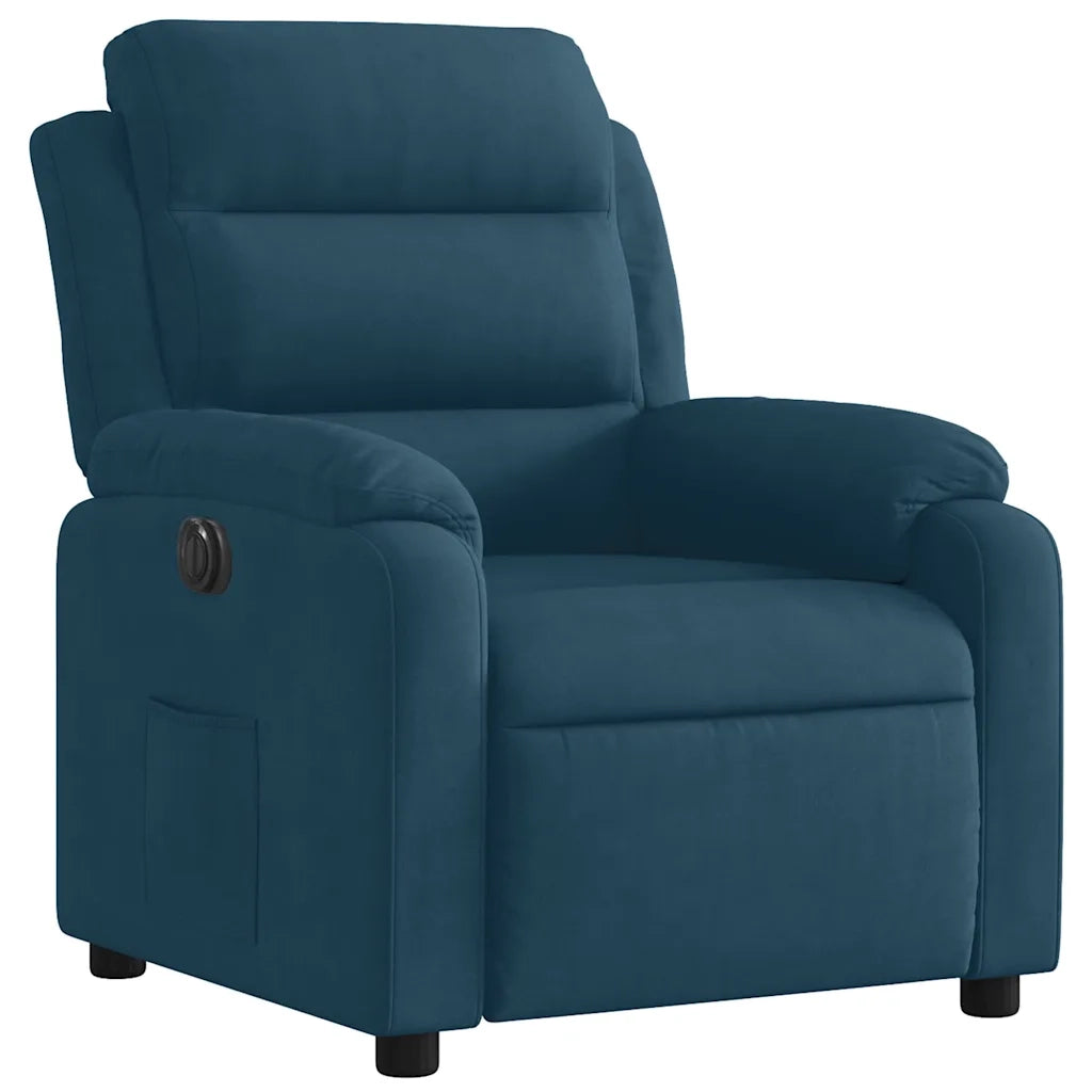 Poltrona Reclinabile Elettrica Blu in Velluto 3205080