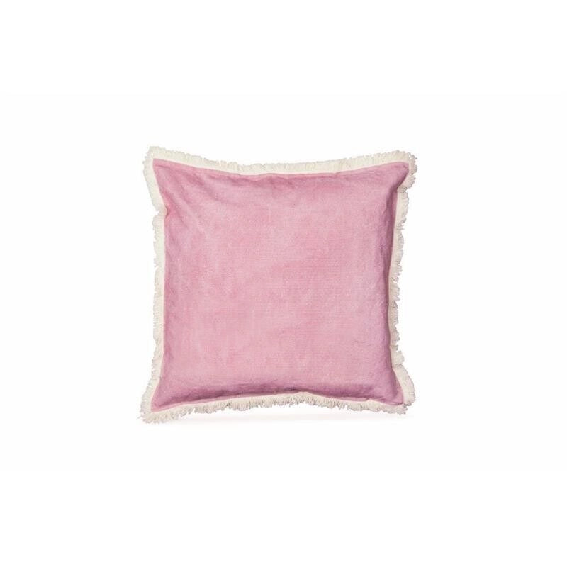 CUSCINO ARREDO CON FRANGE 65X65 CM IN COTONE E POLIESTERE
