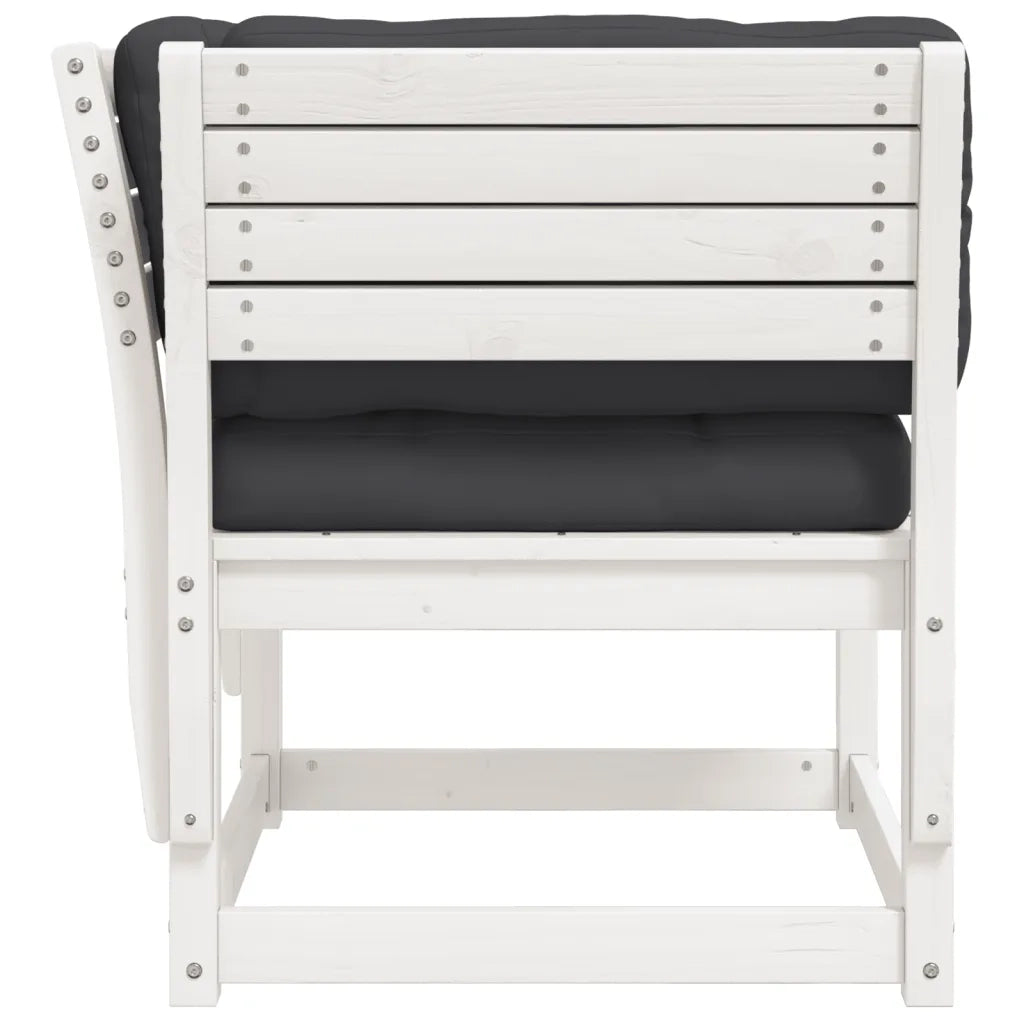 Divano Giardino con Braccioli con Cuscini Legno Pino Bianco 844695
