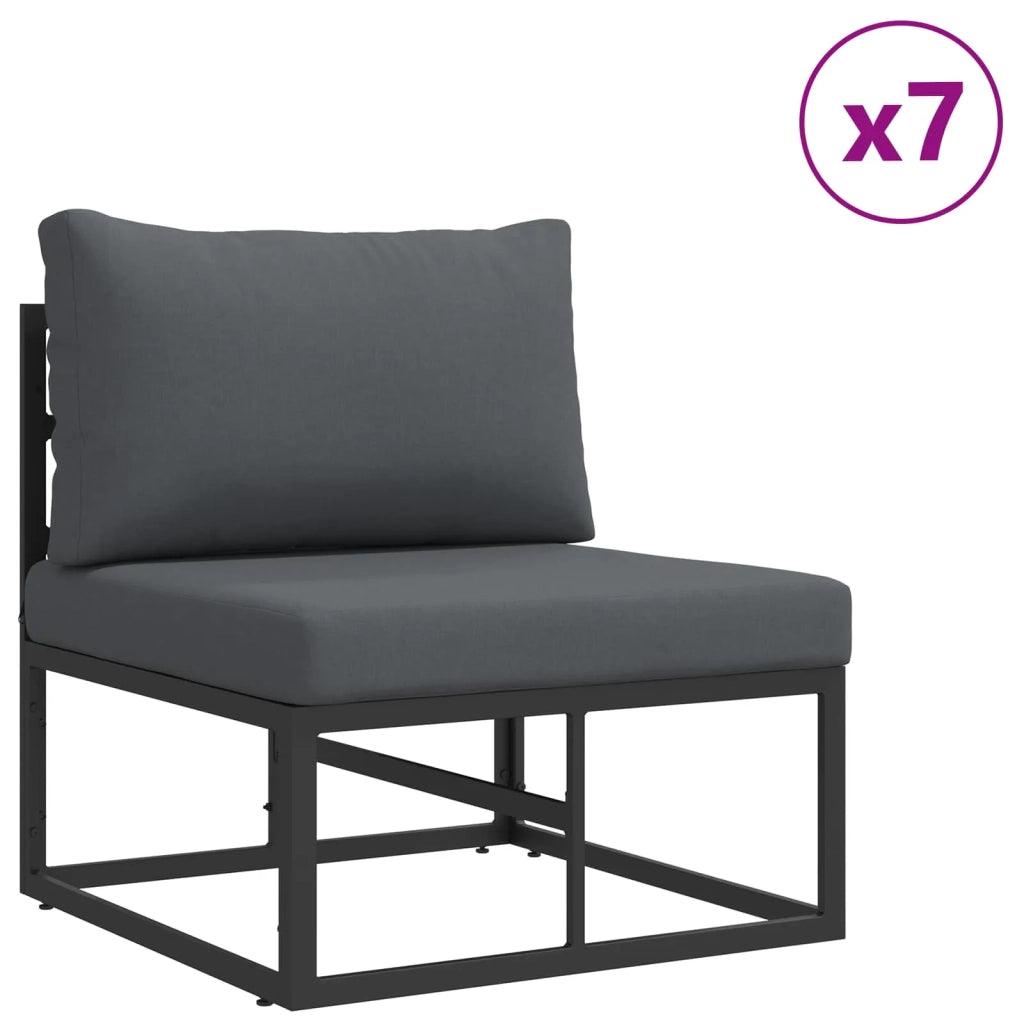 Set Divano da Giardino con cuscino 9 pcs Nero Alluminio