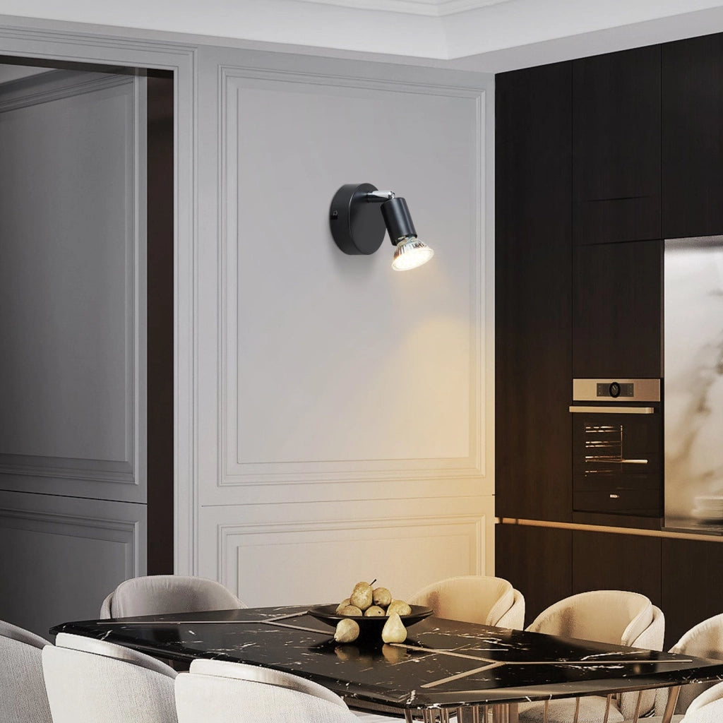 ZMH Faretto da soffitto neri GU10 rotanti 350° paralume metallo tessuto max 40W per interni