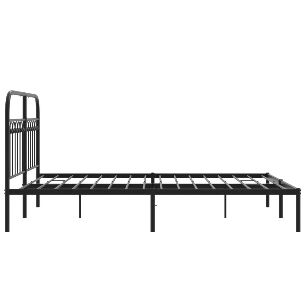 Letto matrimoniale | Letto per adulti | Giroletto con Testiera in Metallo Nero 140x190 cm
