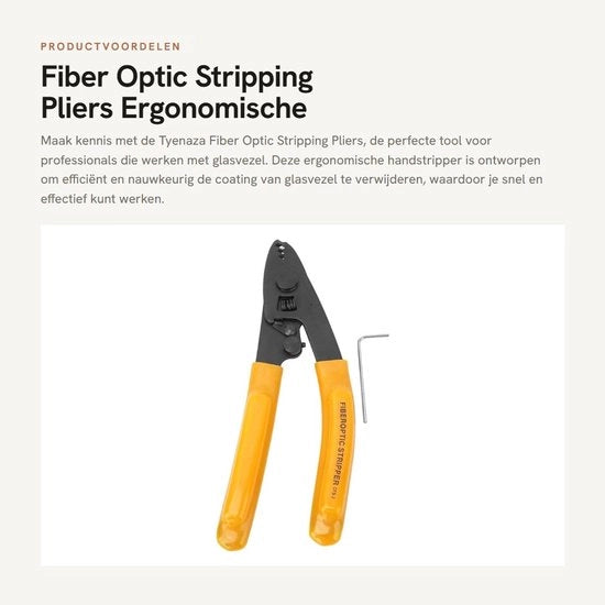 Strippatore Fibra Ottica Ergonomico - 3 Porte - Superficie di Taglio Preciso - Coperchio a V - Chiave a 6 Facce - Maniglia Comfortevole - Strippatore Fibra