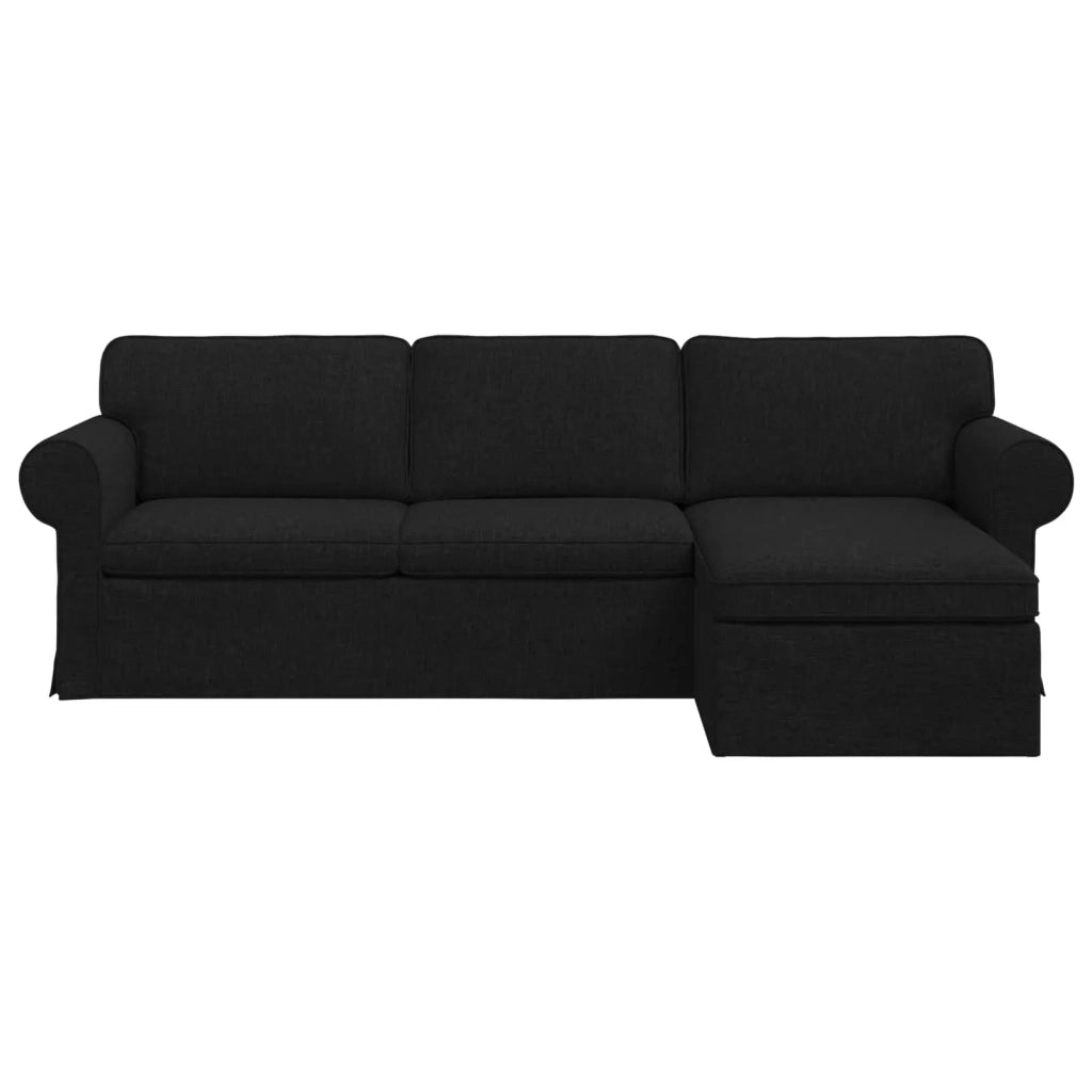 Divano Nero 215 x 138 x 80 cm Tessuto