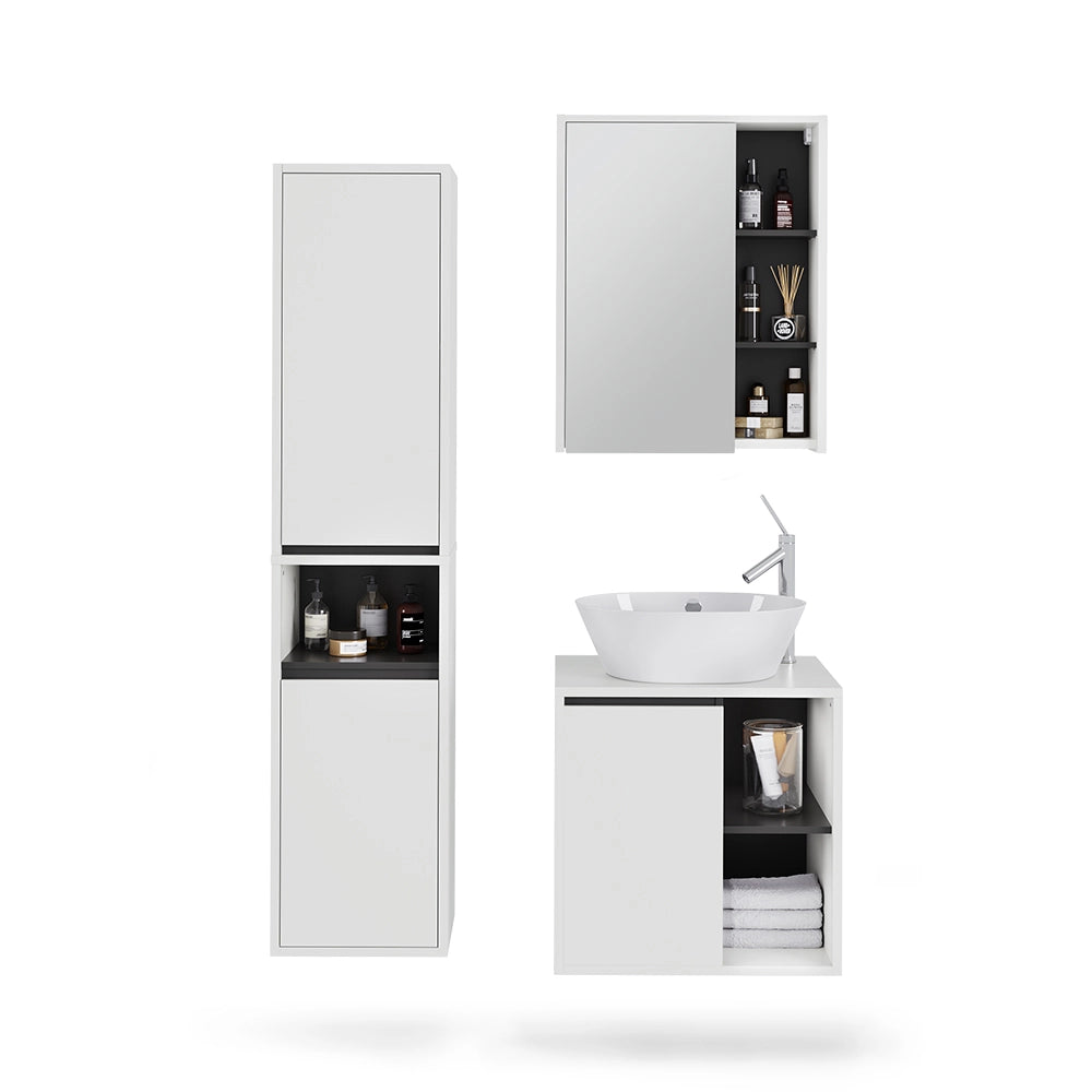 Vicco Set di mobili da bagno Bianco/Grigio 3 parti