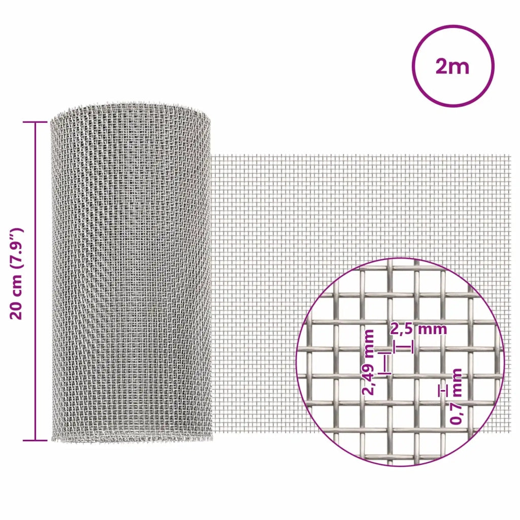 Rete per schermatura 20 x 200 cm 8 Mesh Argento 42039662