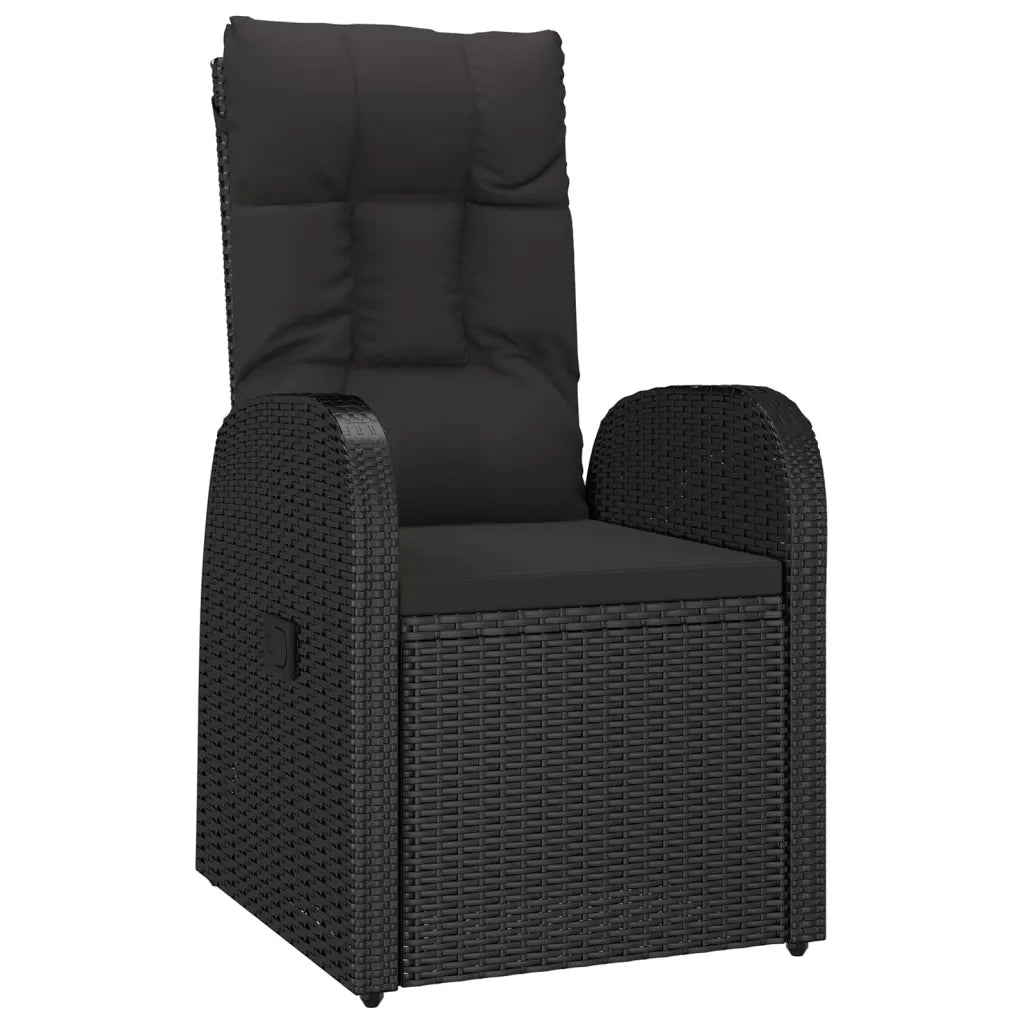 Set da Pranzo da Giardino 7 pz Nero con Cuscini in Polyrattan 3157601