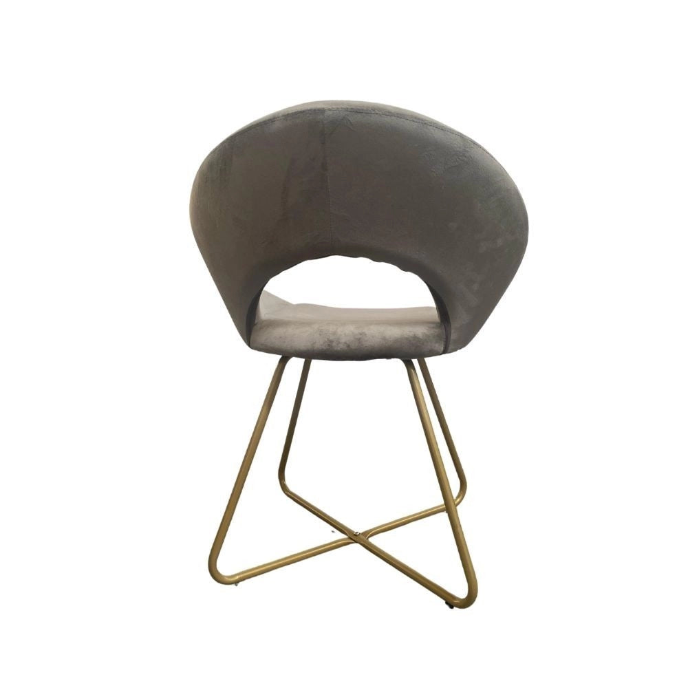Set 2 poltroncine da salotto Etere velluto grigio e gambe oro