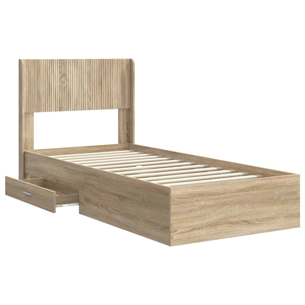 Struttura del letto con stoccaggio e testata-Giroletto con contenitore Rovere Sonoma 974855
