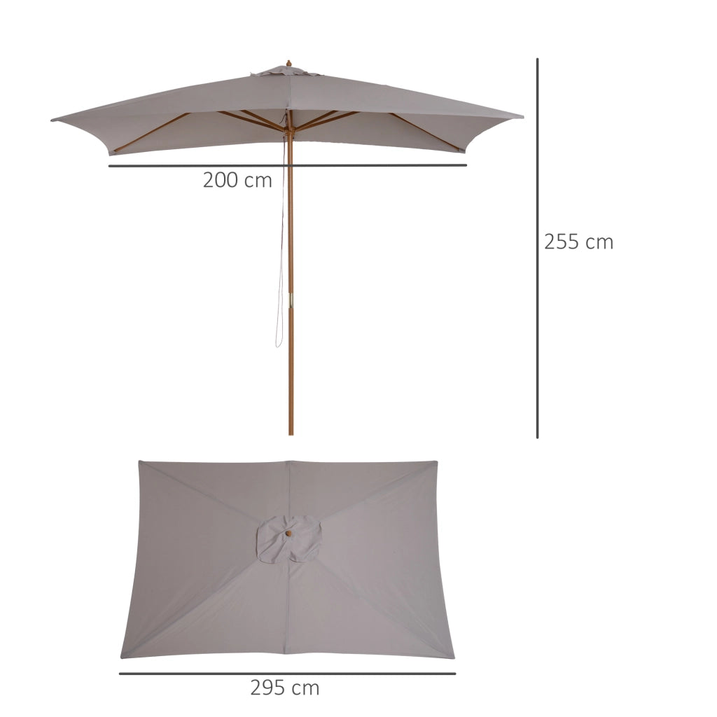 Ombrellone da Giardino ¨C Minimal ¨C Grigio Legno 2x3 m