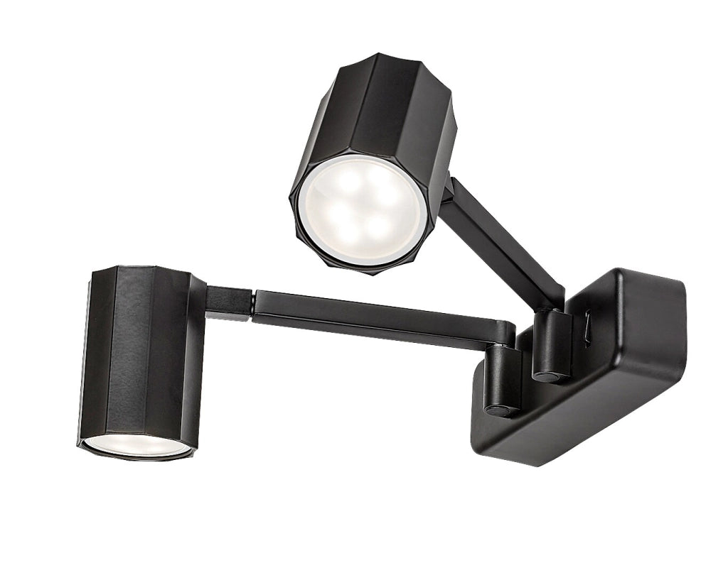 Applique Rabalux Karter nera doppia orientabile 2xGU10