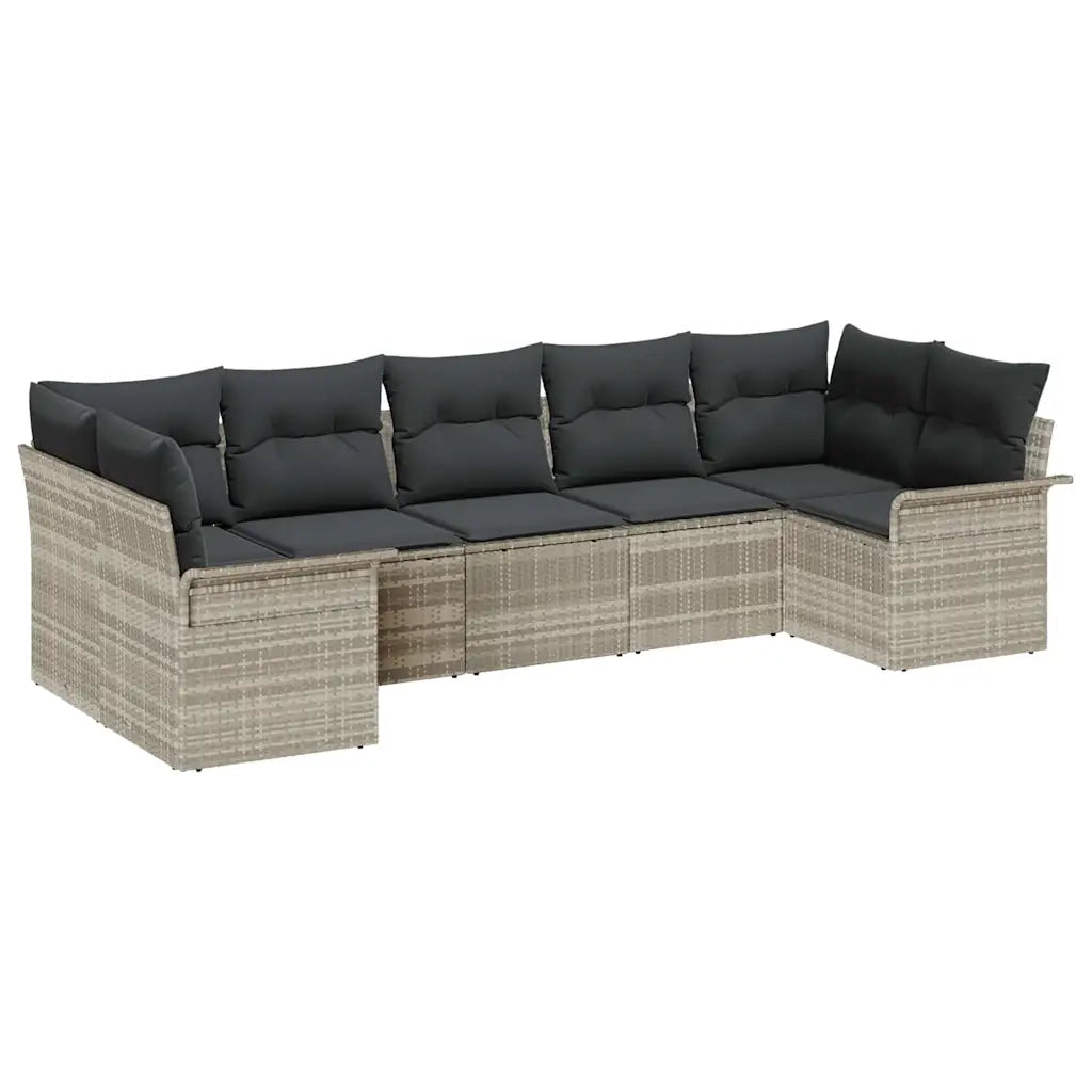 Set Divano da Giardino 7 pcs Grigio chiaro Poly Rattan 3345512
