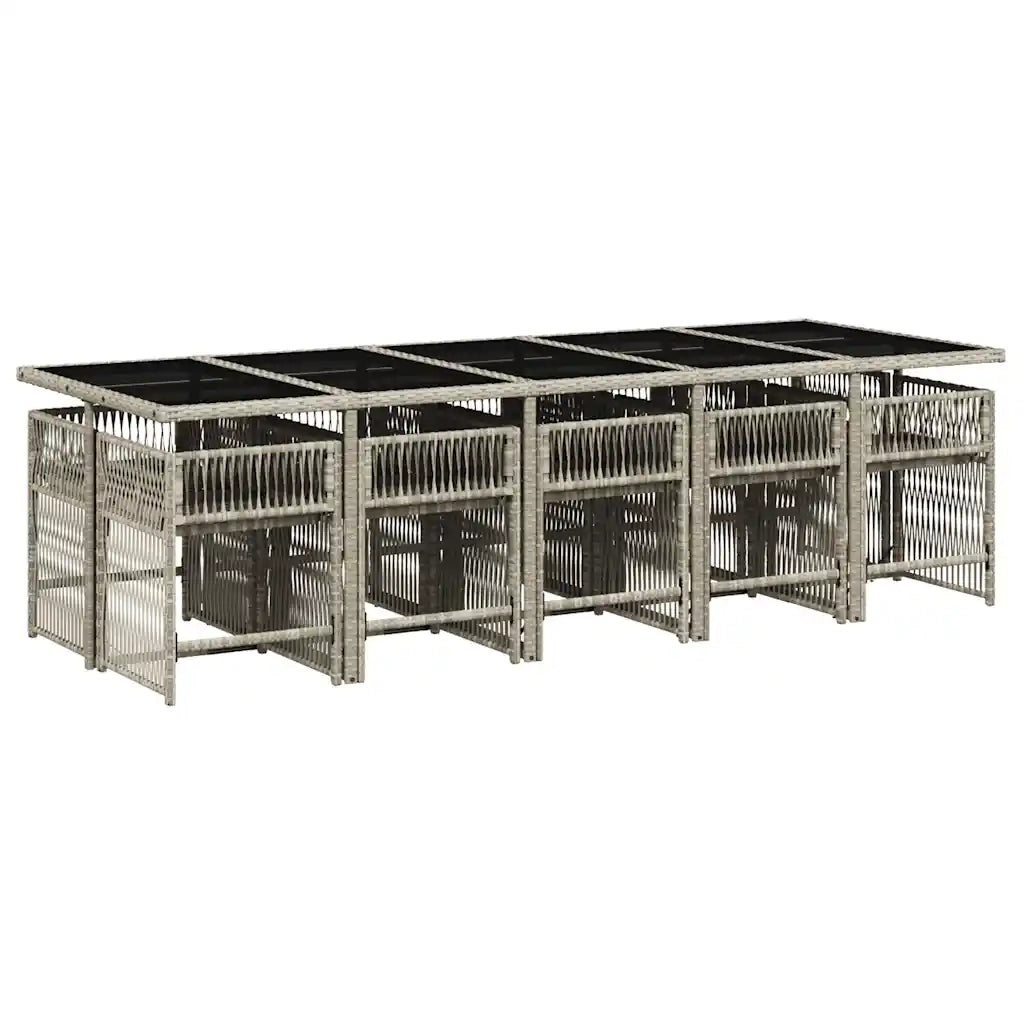 Set Pranzo Giardino 11pz con Cuscini Grigio Chiaro Polyrattan 3211655