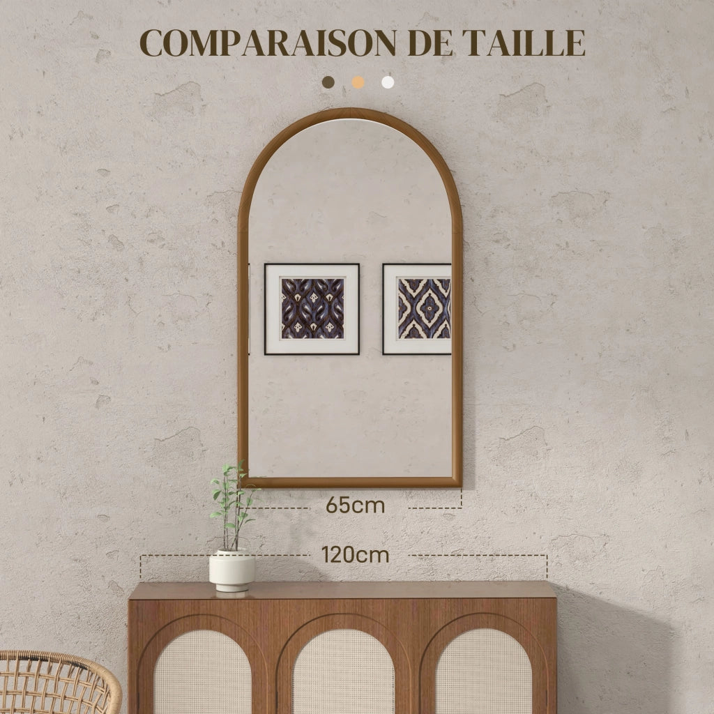 Specchio da parete arco ¨C Minimal ¨C 110x65 cm, legno, marrone scuro