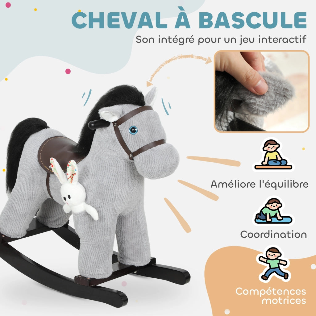 Cavallo a Dondolo per Bambini ¨C Minimal ¨C Grigio 71x26x55 cm