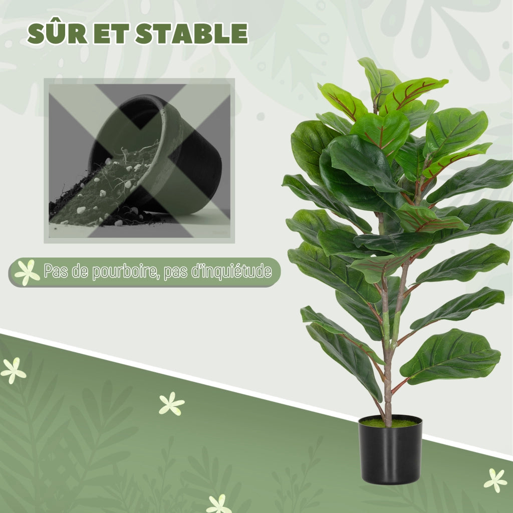 Piante Artificiali Ficus 80 cm con Vaso ¨C Minimal ¨C Verde Plastica
