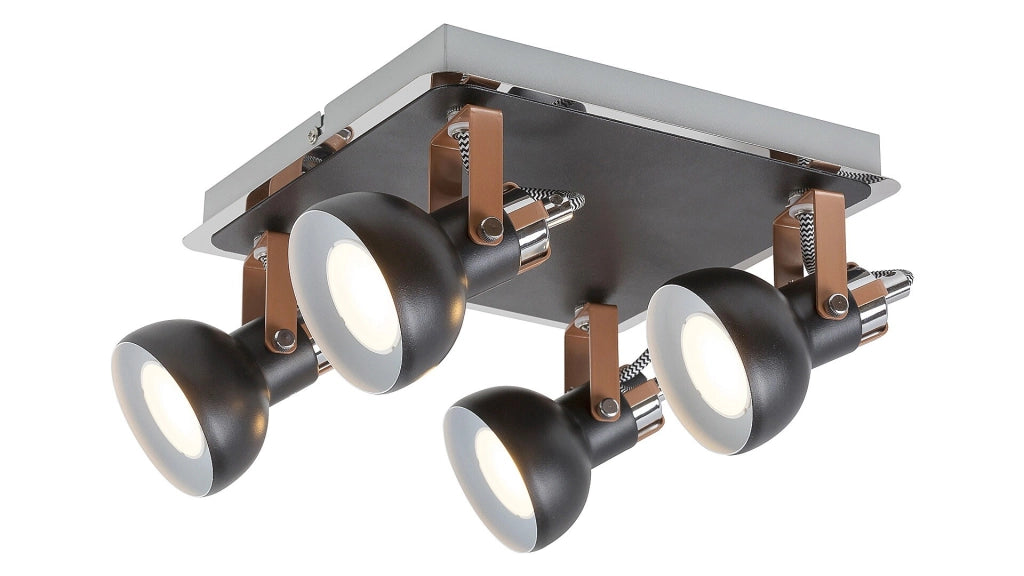Faretto da soffitto nero opaco GU10 4 luci Rabalux