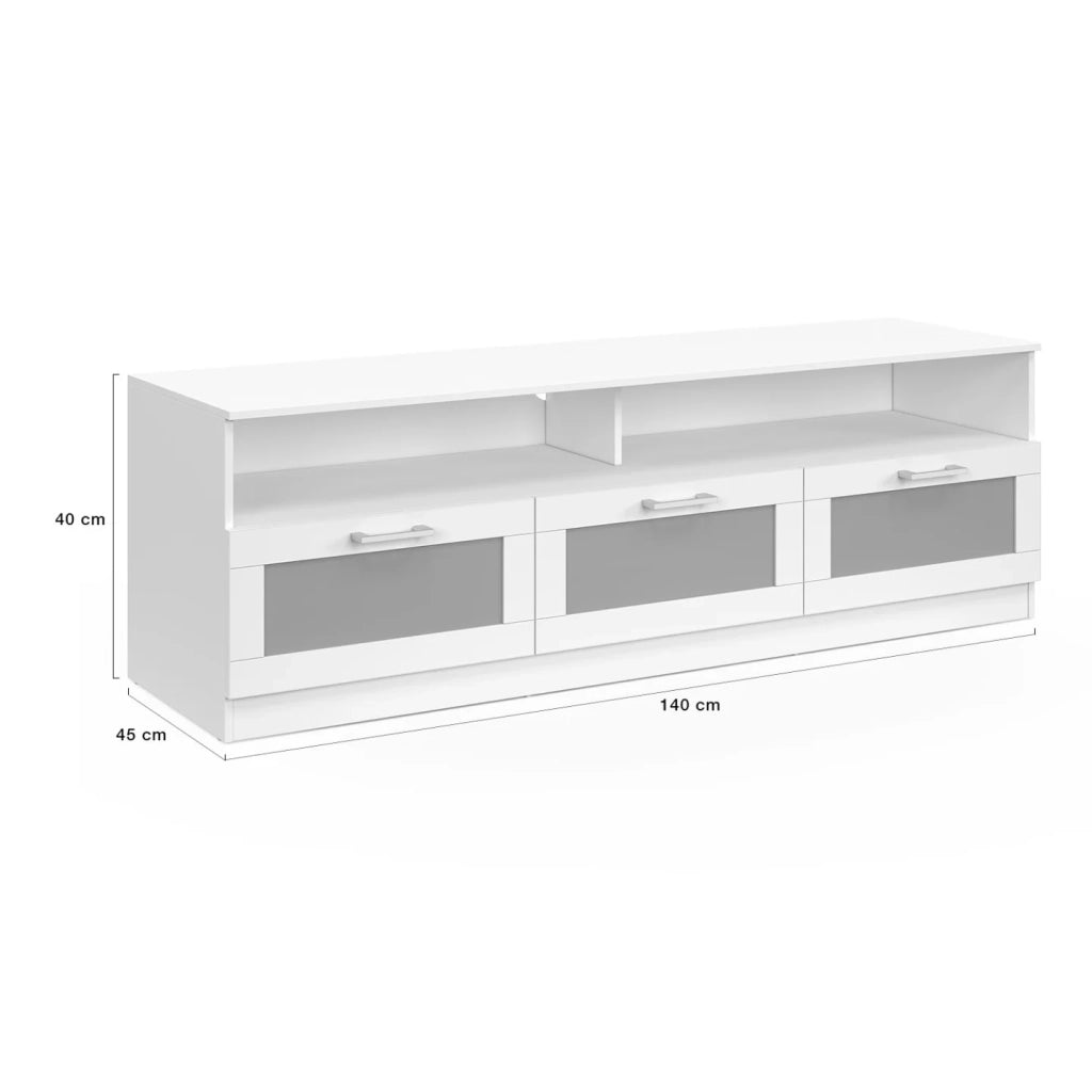 IDMarket - Mobile TV VITO 140 CM bianco ante satinate