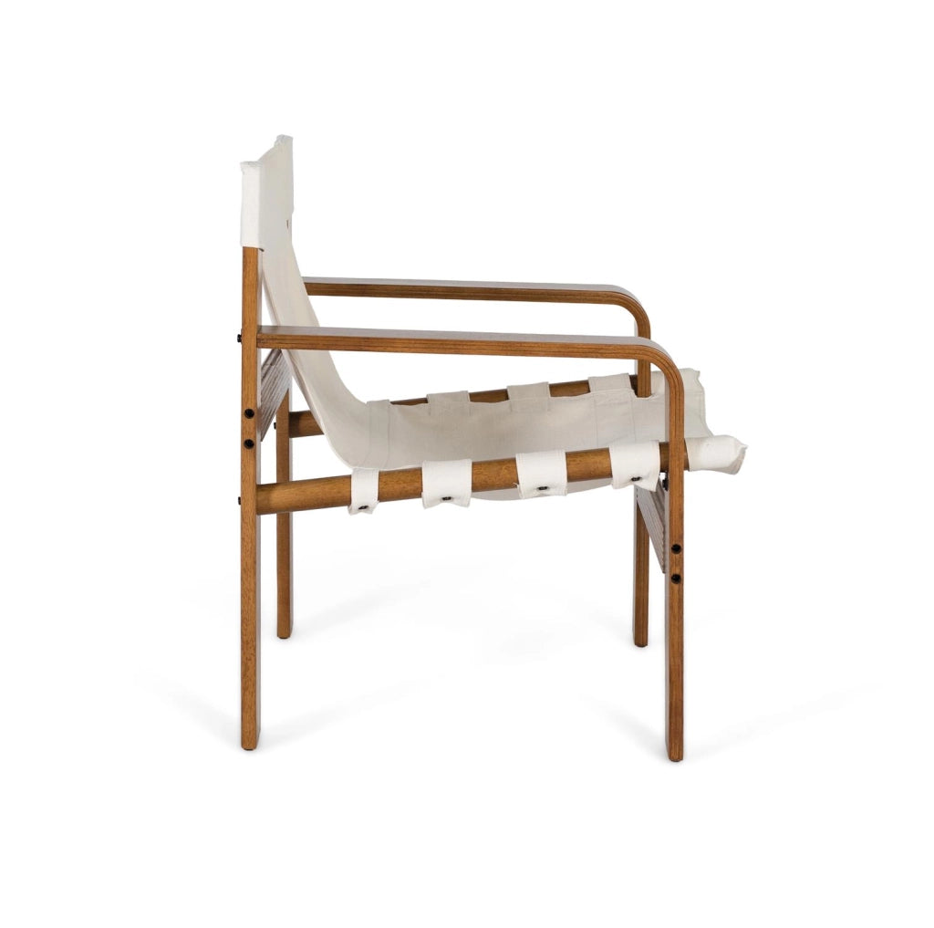 Poltrona moderna in legno di caucciù con tessuto beige