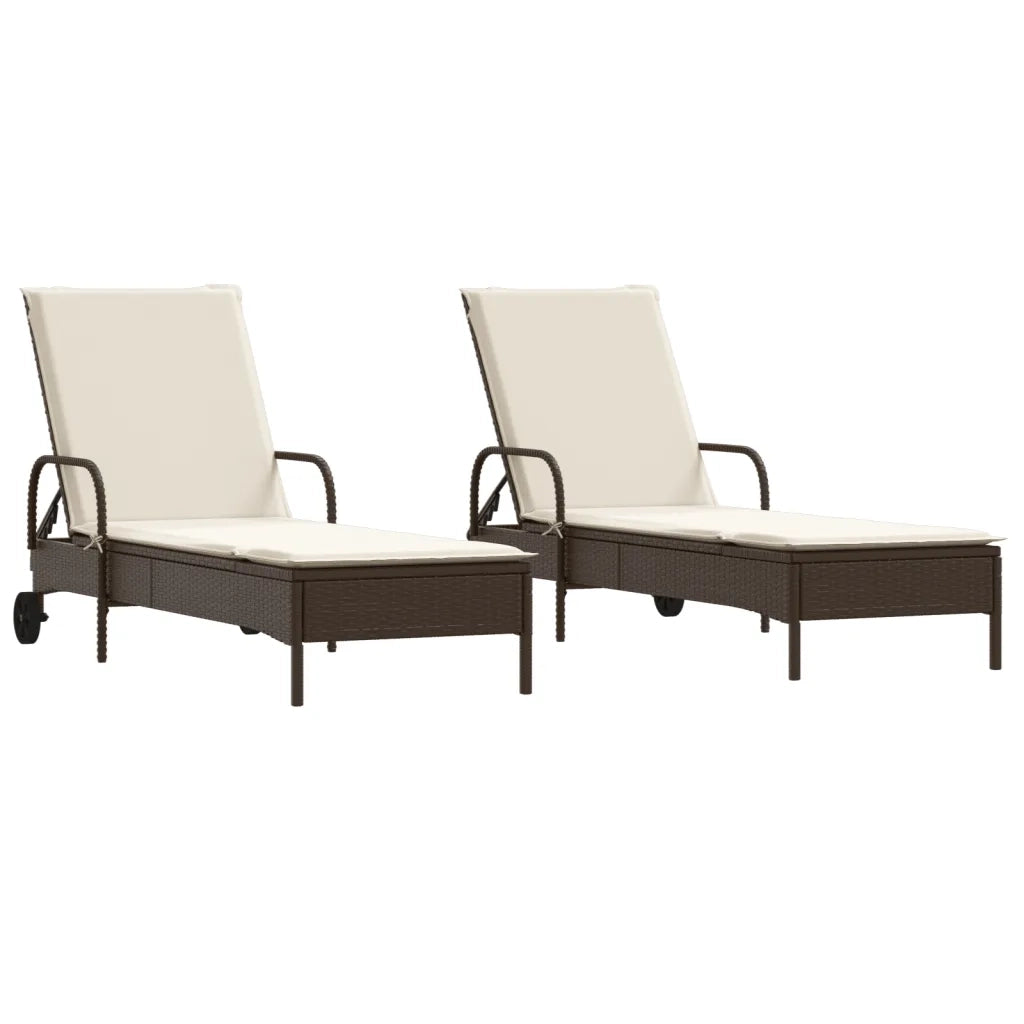Lettini Prendisole 2 pz con Cuscini Marrone in Polyrattan 3261435