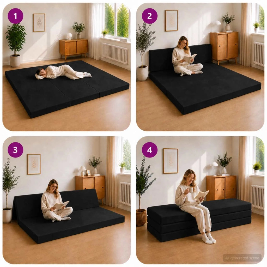 Divano Letto Pieghevole 200 x 67 x 45 cm Nero 900267