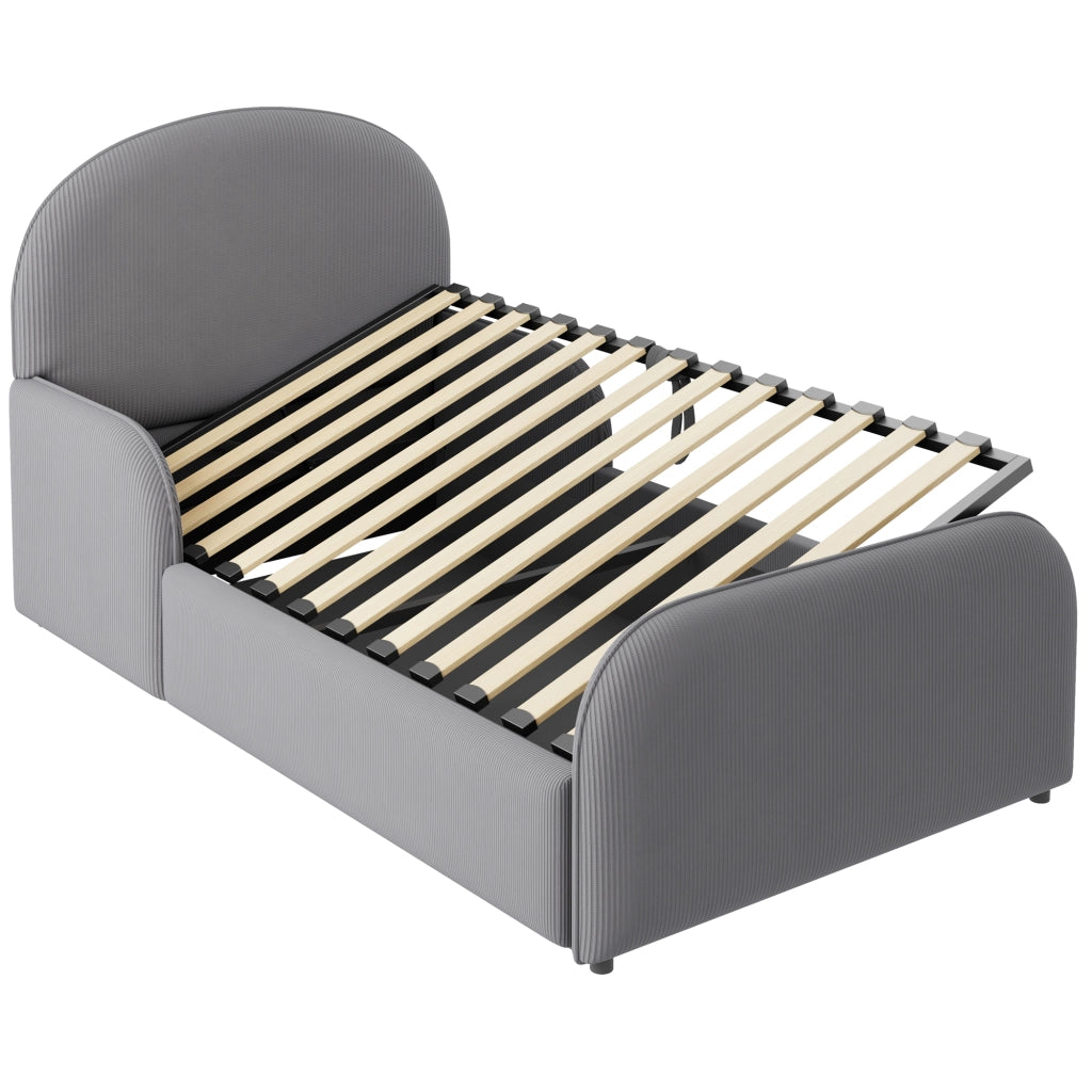 LETTO Contenitore idraulico 90x200 cm in velluto grigio