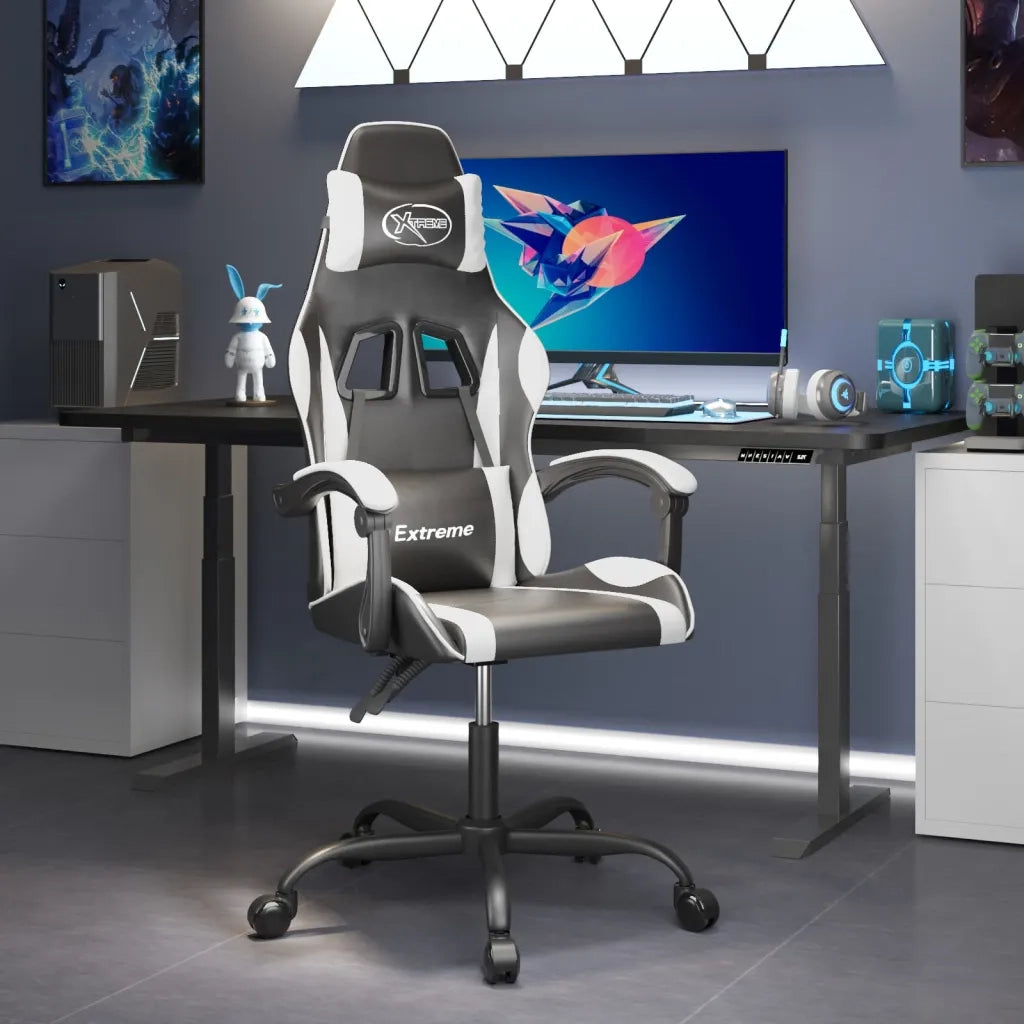 Sedia da Gaming Nero e Bianco in Similpelle 3143871