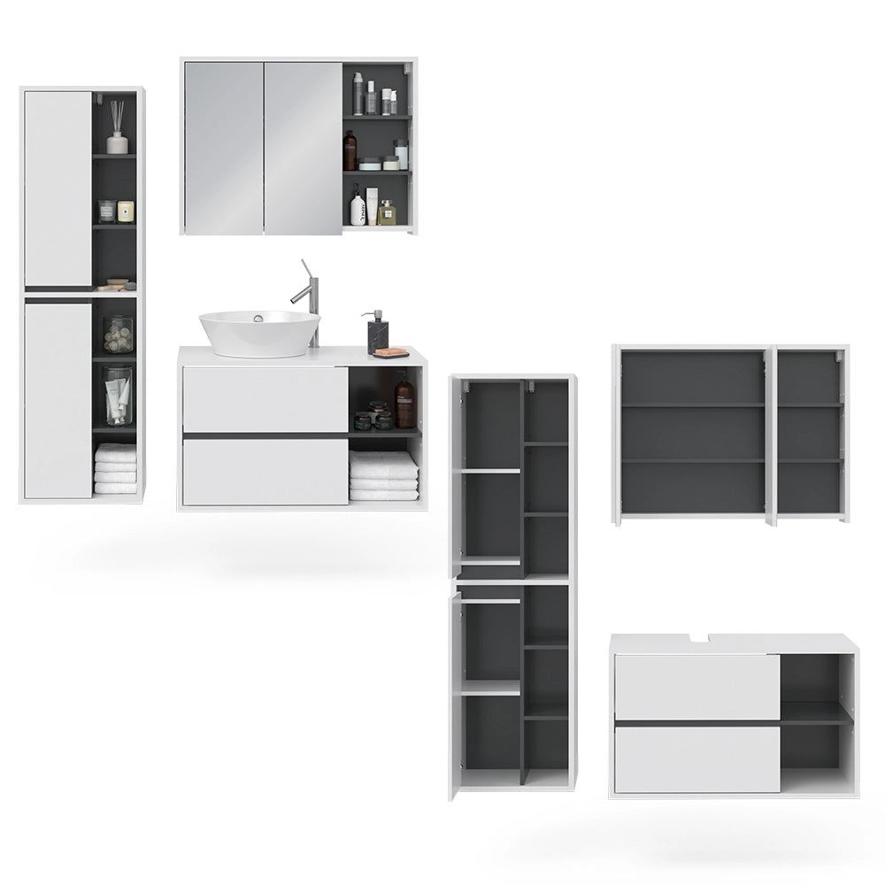 Vicco Set mobili bagno Bianco 3 parti