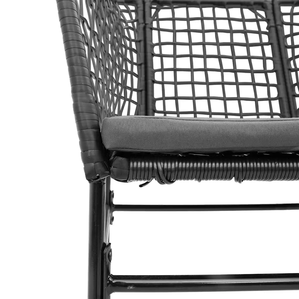 Set da Pranzo da Giardino 3 pz con Cuscini Polyrattan Vetro 3334499